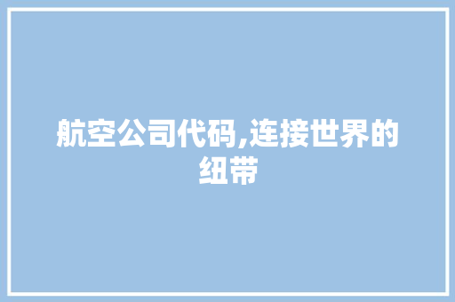 航空公司代码,连接世界的纽带