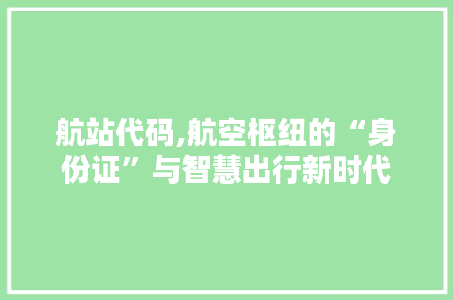 航站代码,航空枢纽的“身份证”与智慧出行新时代