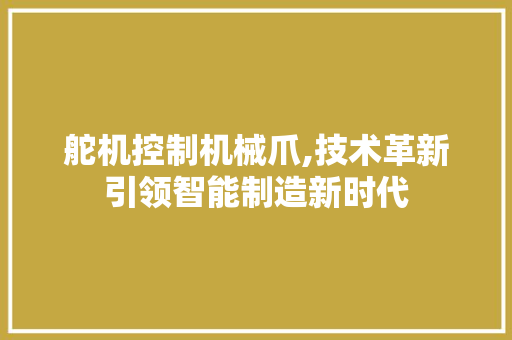 舵机控制机械爪,技术革新引领智能制造新时代