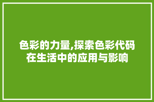 色彩的力量,探索色彩代码在生活中的应用与影响