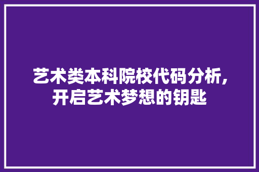 艺术类本科院校代码分析,开启艺术梦想的钥匙