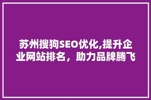 苏州搜狗SEO优化,提升企业网站排名，助力品牌腾飞