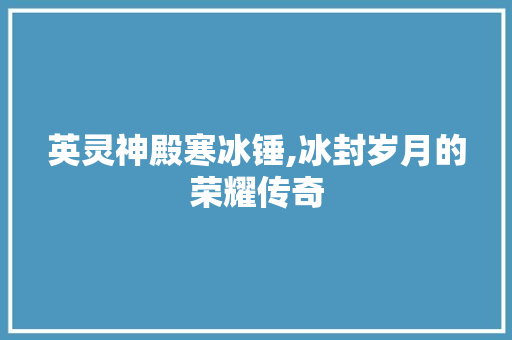 英灵神殿寒冰锤,冰封岁月的荣耀传奇