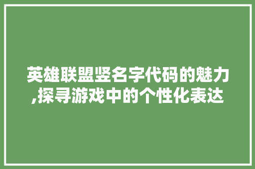 英雄联盟竖名字代码的魅力,探寻游戏中的个性化表达