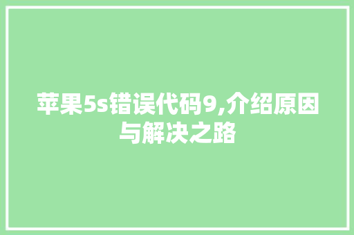 苹果5s错误代码9,介绍原因与解决之路