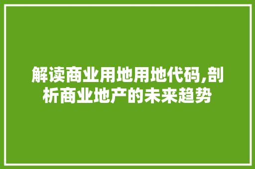 解读商业用地用地代码,剖析商业地产的未来趋势