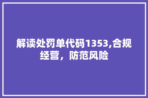 解读处罚单代码1353,合规经营，防范风险