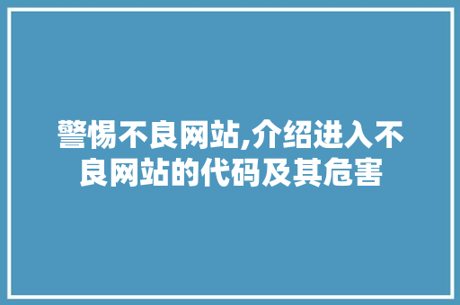 警惕不良网站,介绍进入不良网站的代码及其危害