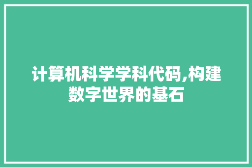 计算机科学学科代码,构建数字世界的基石