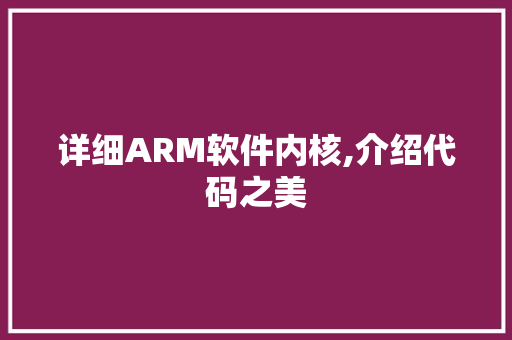 详细ARM软件内核,介绍代码之美