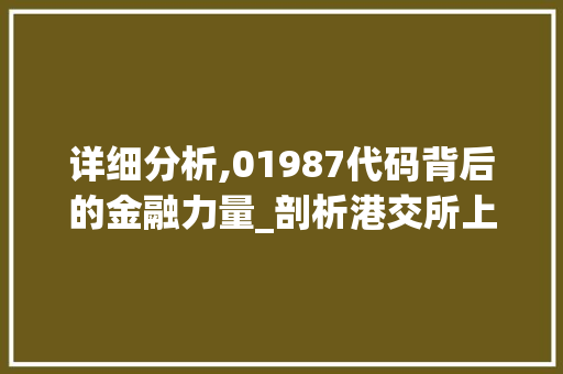 详细分析,01987代码背后的金融力量_剖析港交所上市公司比亚迪的崛起之路