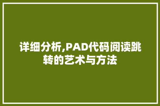 详细分析,PAD代码阅读跳转的艺术与方法