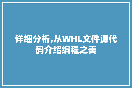 详细分析,从WHL文件源代码介绍编程之美