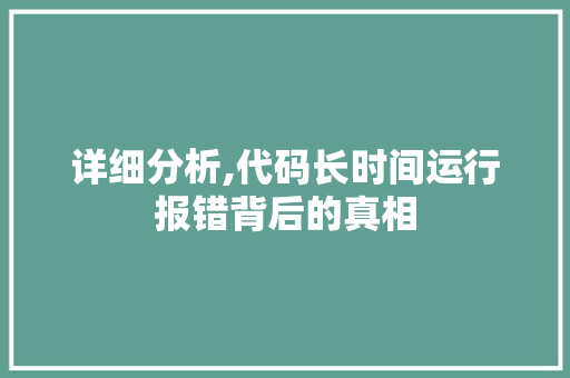 详细分析,代码长时间运行报错背后的真相