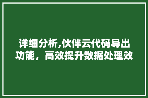 详细分析,伙伴云代码导出功能，高效提升数据处理效率