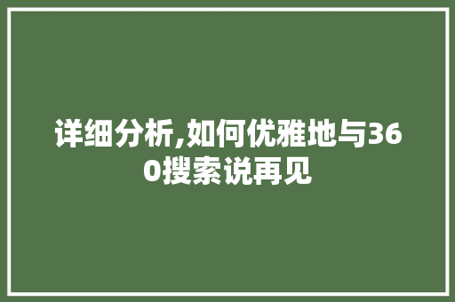 详细分析,如何优雅地与360搜索说再见