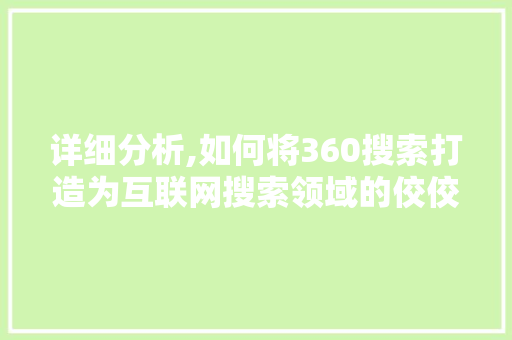 详细分析,如何将360搜索打造为互联网搜索领域的佼佼者