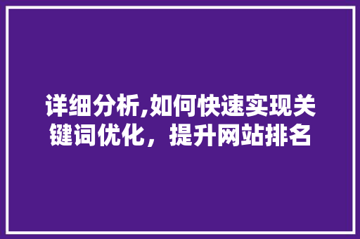 详细分析,如何快速实现关键词优化，提升网站排名