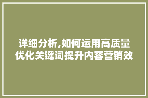 详细分析,如何运用高质量优化关键词提升内容营销效果