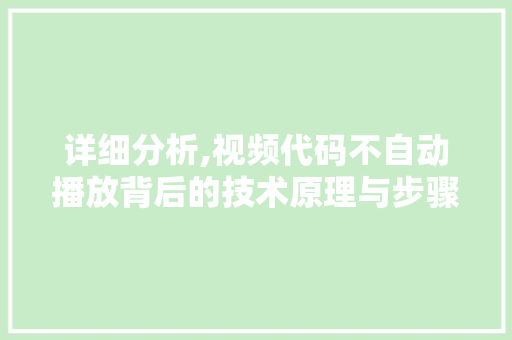 详细分析,视频代码不自动播放背后的技术原理与步骤