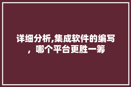 详细分析,集成软件的编写，哪个平台更胜一筹