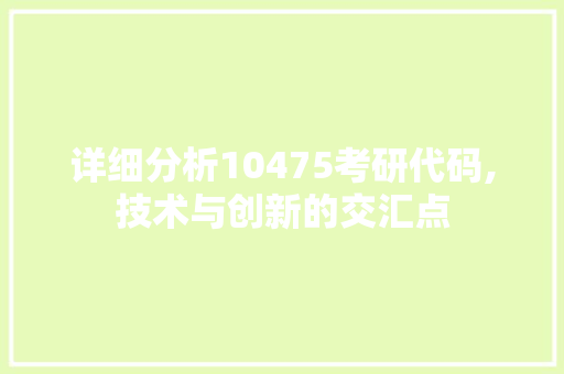 详细分析10475考研代码,技术与创新的交汇点