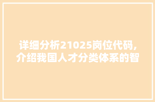 详细分析21025岗位代码,介绍我国人才分类体系的智慧之光