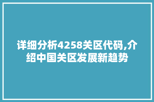 详细分析4258关区代码,介绍中国关区发展新趋势