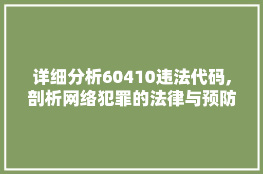 详细分析60410违法代码,剖析网络犯罪的法律与预防步骤