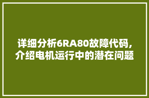 详细分析6RA80故障代码,介绍电机运行中的潜在问题