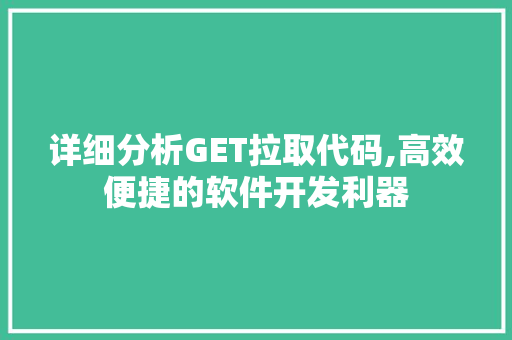 详细分析GET拉取代码,高效便捷的软件开发利器