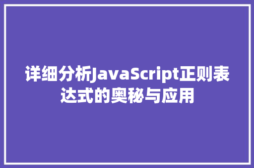 详细分析JavaScript正则表达式的奥秘与应用