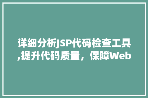 详细分析JSP代码检查工具,提升代码质量，保障Web应用安全