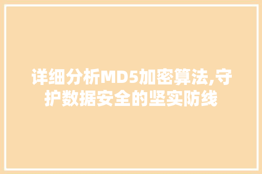 详细分析MD5加密算法,守护数据安全的坚实防线