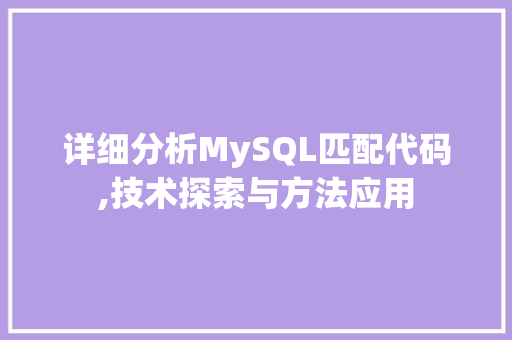 详细分析MySQL匹配代码,技术探索与方法应用