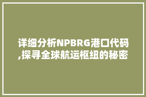 详细分析NPBRG港口代码,探寻全球航运枢纽的秘密