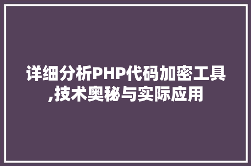 详细分析PHP代码加密工具,技术奥秘与实际应用