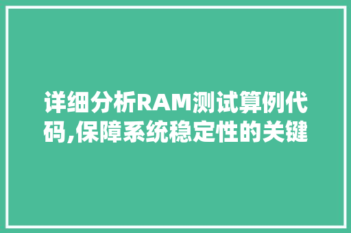 详细分析RAM测试算例代码,保障系统稳定性的关键一环