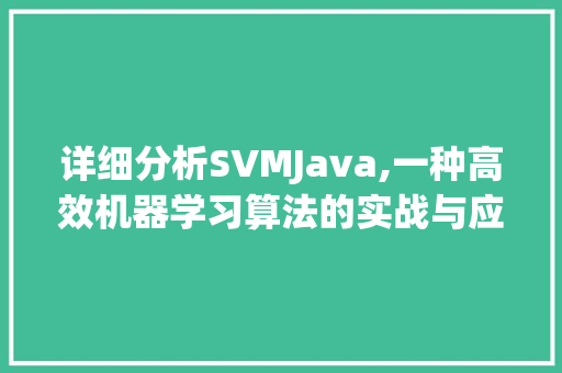 详细分析SVMJava,一种高效机器学习算法的实战与应用