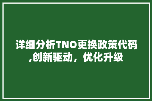 详细分析TNO更换政策代码,创新驱动，优化升级