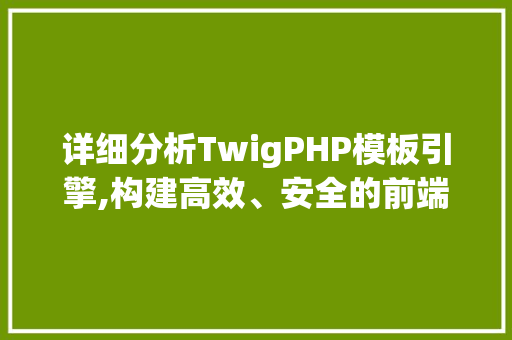 详细分析TwigPHP模板引擎,构建高效、安全的前端体验