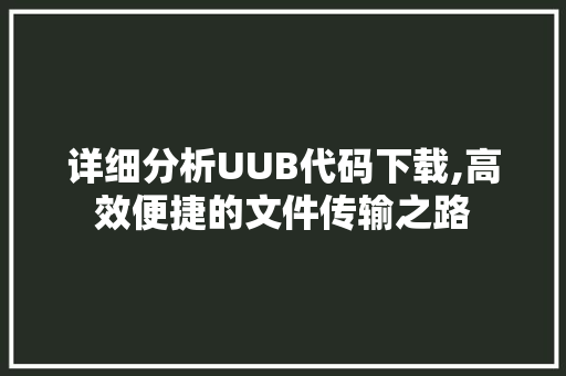 详细分析UUB代码下载,高效便捷的文件传输之路