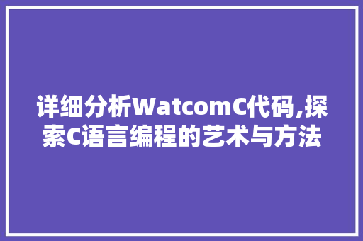 详细分析WatcomC代码,探索C语言编程的艺术与方法