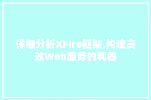 详细分析XFire框架,构建高效Web服务的利器