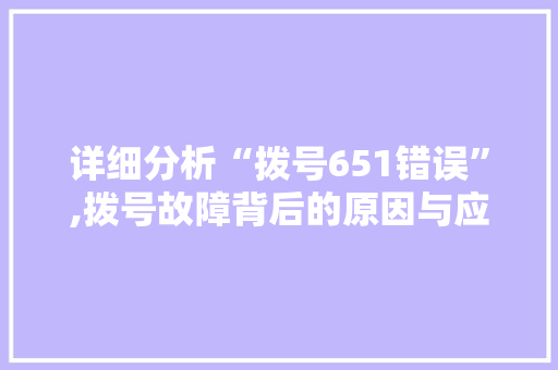 详细分析“拨号651错误”,拨号故障背后的原因与应对步骤