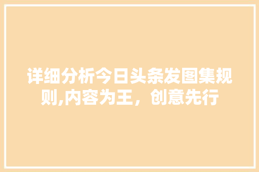 详细分析今日头条发图集规则,内容为王，创意先行