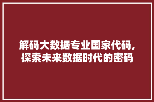 解码大数据专业国家代码,探索未来数据时代的密码