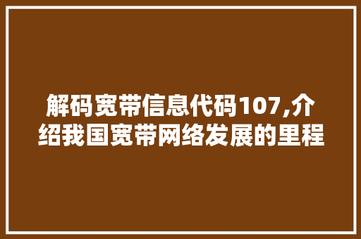 解码宽带信息代码107,介绍我国宽带网络发展的里程碑 Python