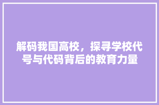 解码我国高校，探寻学校代号与代码背后的教育力量