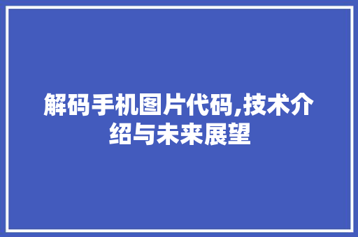 解码手机图片代码,技术介绍与未来展望